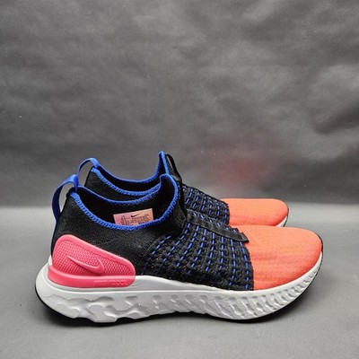Nike React Phantom Run Flyknit 2 Shoes Womens 6.5 Black Pink Slip On DX2354-001