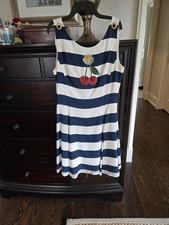 Dolce & Gabbana Women's Dress, Size 48 It Us 12 Midnight Navy Cream Cherries