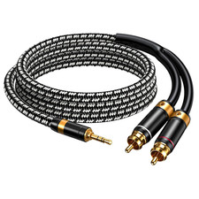Audiophile RCA Cable, 1M/3.2Feet, Silvered-Plated Copper Core 3.5Mm Male to 2R