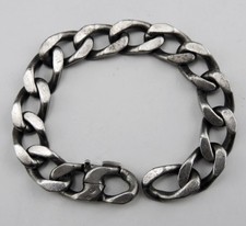 Ancien Bracelet Gourmette En Argent Massif Silver 17.5CM pour petit poignet 40G