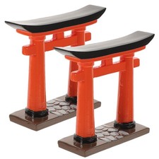 2Pcs Japanese Style Mini Torii Gate Resin Garden Micro Landscape Decoration