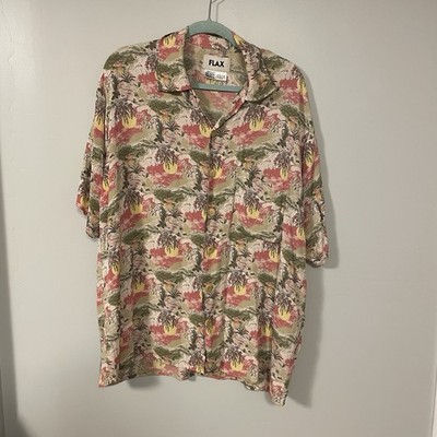 FLAX Vintage 2004 Thinking Tropics Line Shirt Tropic Sun Size Small Oversized
