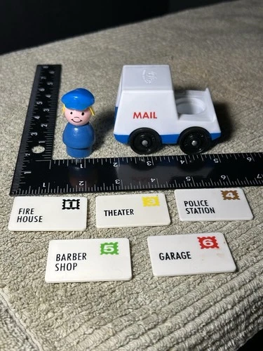 Vintage Fisher Price Little People Mail Lot w/ Truck Mail Carrier And 5 Letters