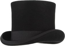 Men's Wool Felt Stage Adults Costume Tall Top Hat 6.7" High Black XL 60-62cm