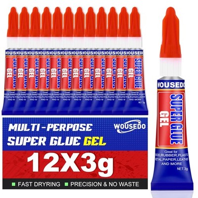 12 x 3g Super Glue Gel, Fast Strong Adhesive, Strong Cyanoacrylate (CA) Glue for