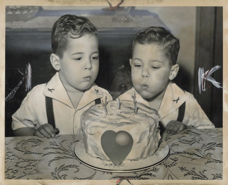 1944 Park Grove Avenue Twins Birthday Cake Celebration Photo 8X10
