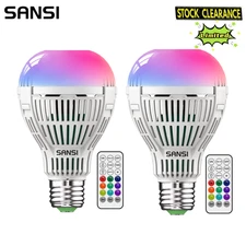 2 PACK RGB LED Light Bulb 18W (120W Equiva) Smart Light Bulb Dimmable A21 Remote