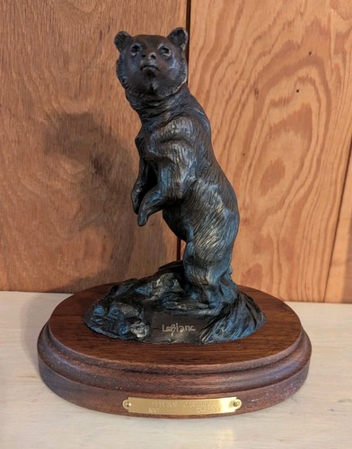 Grizzlybär Bronzeskulptur LeBlanc 1991 nummeriert 134/200 Bund Patrone - Bild 8 von 13