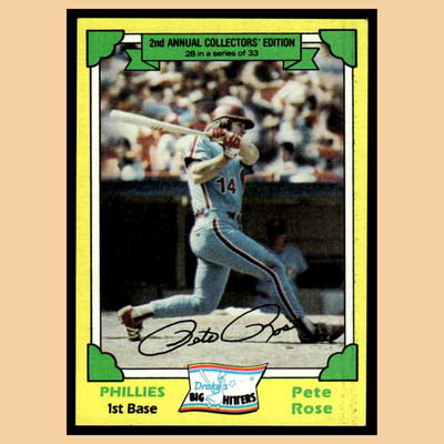 Pete Rose #28 1982 Topps Drakes Big Hitters Philadelphia Phillies Baseball Card