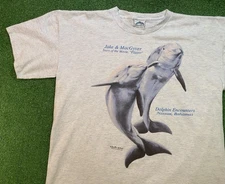Vintage 90s Flipper T-Shirt Mens XL Jake & MacGyver Nassau Bahamas Gray VTG USA