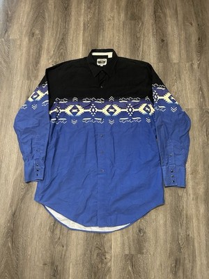 Cumberland Outfitters Shirt Men Sz XL Aztec Navajo Southwestern Black Pearl Snap