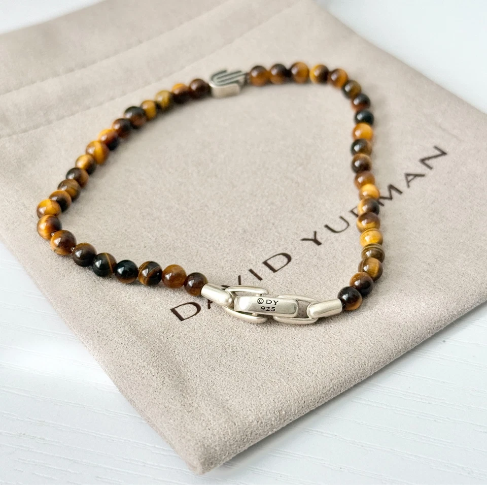 Pulsera David Yurman Hamsa Mano Plata Esterlina Ojo de Tigre Espiritual Cuentas Foto 2 de 2