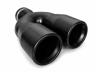 Embout D'Échappement Noir Rond Double Tuyau Double Embout Universel - Photo 1/4