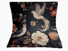 William Morris Abstract Floral Bird Design Double Side Throw Pillow Cover Decor
