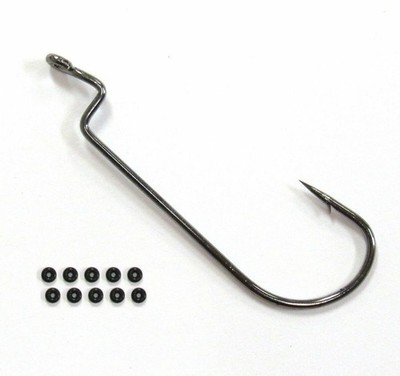 Harmony Fishing RAZOR SERIES Offset Worm Hooks (10 Pack w/10 Bait Pegs)