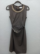 Calvin Klein Women's Sheath Dress Knee Length 6 Black Solid Chain Detail Casual