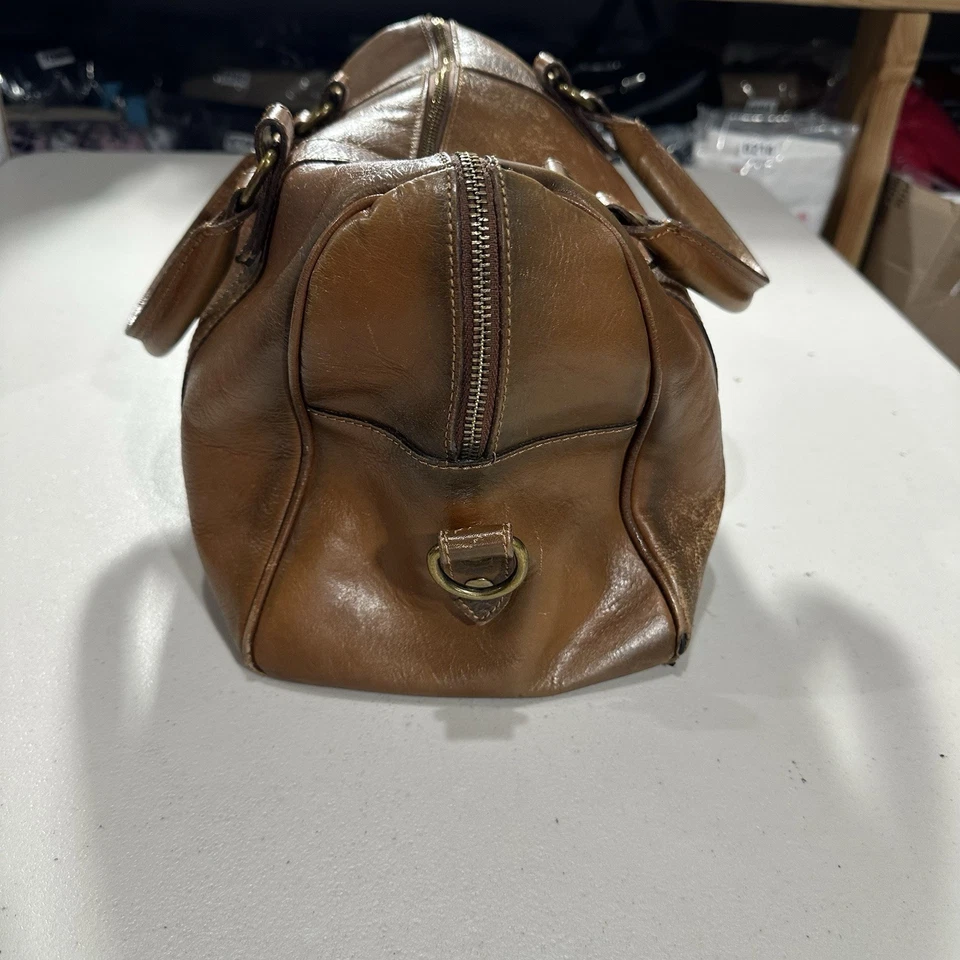 Bolso de Lona I Medici Firenze Hecho en Italia Cuero Genuino Marrón De Colección Foto 4 de 4