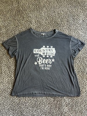 Maurices Country Music & Beer Thats Why I'm Here Tshirt Gray Womens Large
