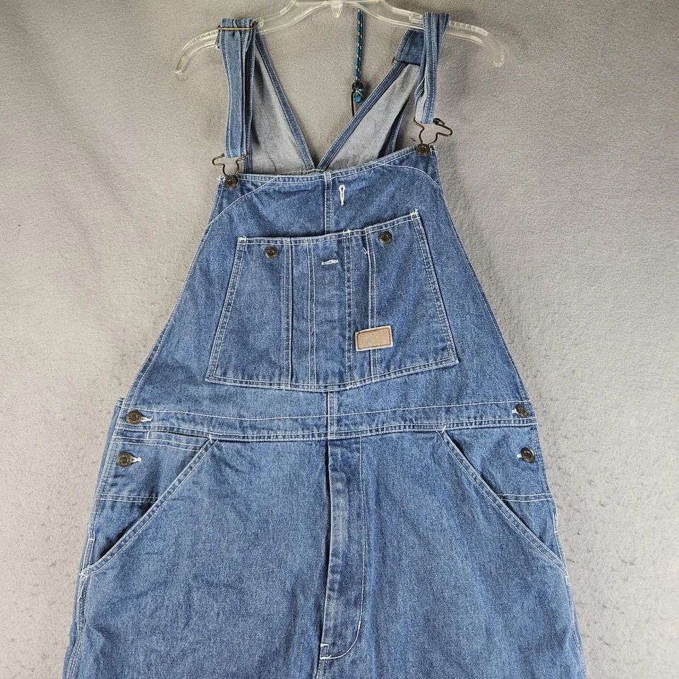 Walls Overalls Mens 40x32 Blue Denim Bib Carpenter Workwear Chore Utility - Image 2 of 4