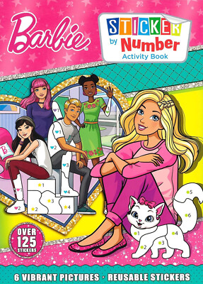 Barbie wiederverwendbarer Aufkleber nach Anzahl Kinder Aktivität Malvorlagen Puzzle Buch