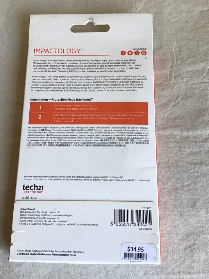 Brand New Tech 21 Impact Shield Anti-Glare Screen Protector Iphone 6 T21-5020 - Image 2 of 2