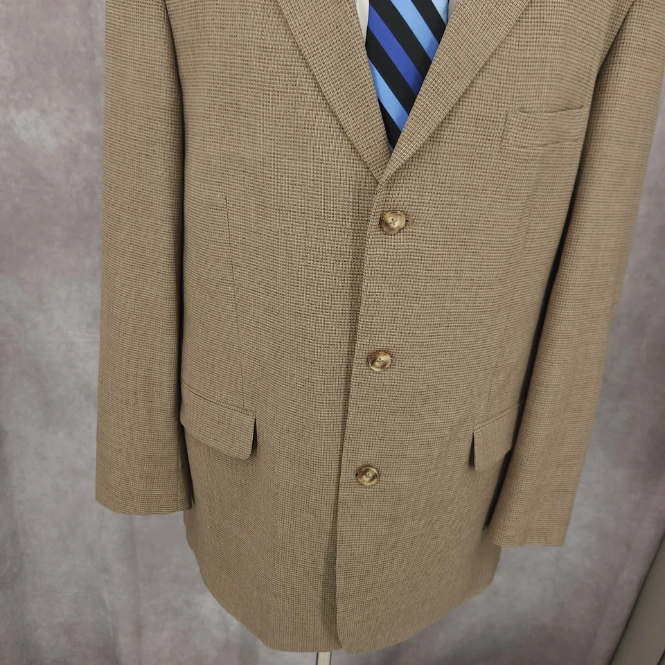 JF J. Ferrar Blazer Mens 46L Brown Sports Coat Suit Jacket 3 Button Pure Wool - Image 2 of 4