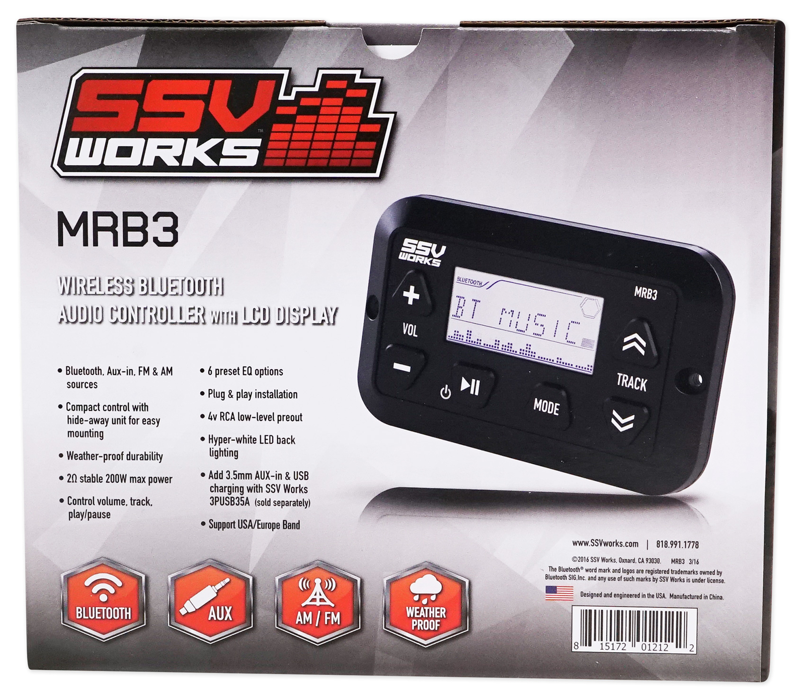 SSV РАБОТАЕТ с цифровым мультимедийным Bluetooth-приемником MRB3 4 Polaris RZRATVUTVCartJeep