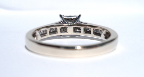 14k Solid White Gold Natural Princess Cut Diamond Ring Band W/Accents - Size 6.5 - Picture 10 of 24