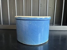 Vintage / Antique Blue Salt Glaze Stoneware Pottery Butter Crock