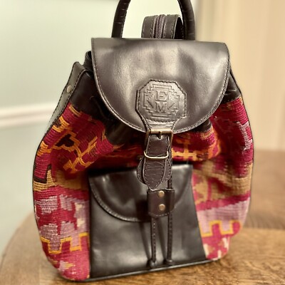 Vintage E M May Turkish Wool Kilim Handwoven Bag Backpack  display picture 3