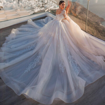 Elegant Lace Applique Wedding Dresses Illusion Long Sleeves A-Line Bridal Gowns | eBay Elegant Lace Applique Wedding Dresses Illusion Long Sleeves A-Line Bridal Gowns | eBay