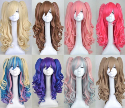 Fashion Lolita Full Curly Wig Pigtails Wavy Hair Cosplay Costume
