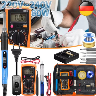 Profi Lötkolben Set 80W Lötstation Temperatur Einstellbar Soldering Iron Wire