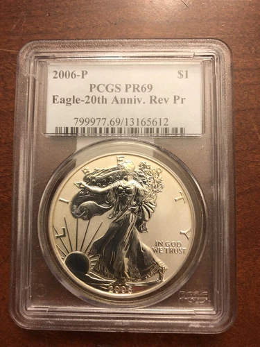 2006 P American Silver Eagle PCGS-PR69  REVERSE PROOF - 20th Anniv