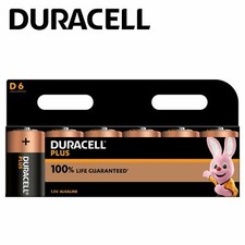 Duracell Plus D Alkaline Batteries 1.5V LR20 Battery Pack Size of 6