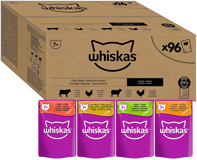 WHISKAS 7+ SENIOR Katzenfutter Nassfutter Fleisch & Geflügel in Sauce 96 x 85g