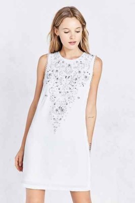 knee length dresses for ladies Womens Embellished Mini Shift Dress in Pink main image 1
