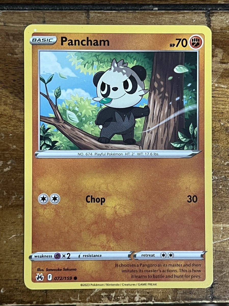 Pancham 072/159 Non Holo Common Crown Zenith Pokémon TCG Card M/NM