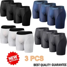 3PCS Men Boxer Shorts Underwear Tagless Breathable Compression Trunks Briefs New