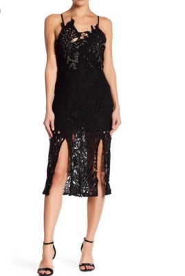 Few Moda Womens Date Night Dress Midi Black Lace Party Dress Size Large L |  eBay