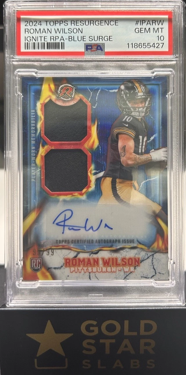 Roman Wilson Topps Resurgence Ignite Rookie Patch Autographs #IPARW Blue Surge