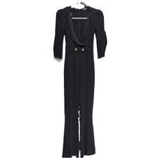 Elisabetta Franchi Black Jumpsuit Gold Button Detail - 192