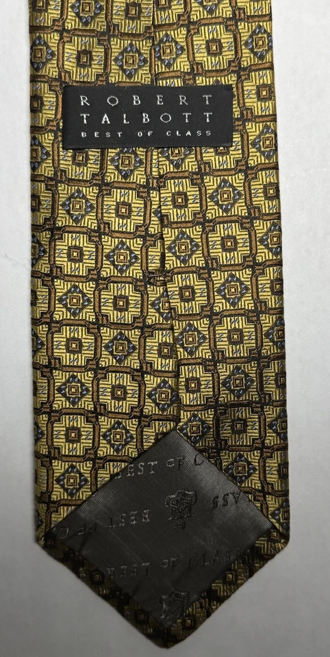 Robert Talbott, Best of Class, 100% Silk, Gold with Geometric Shape Business Tie - Image 3 of 3