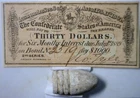 1864 CONFEDERATE $30 Intrst Note PLUS a Civil War UNused never fired BULLET NR