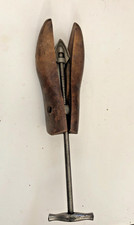 Early Vintage Wooden Shoe Stretcher Hand Peened Metal T Handle 2 Steam Punk Art