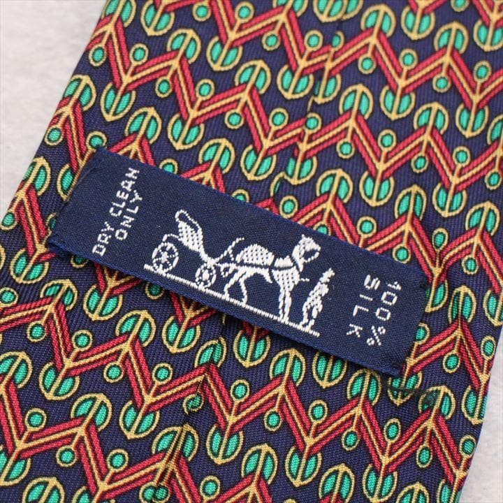 Hermès Silk Tie Zigzag Pattern Red 146cm Used - image 6