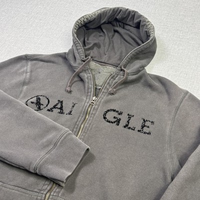 Aigle Hoodie Mens Medium Gray Full Zip Hooded Pockets Heavyweight Fleece Logo