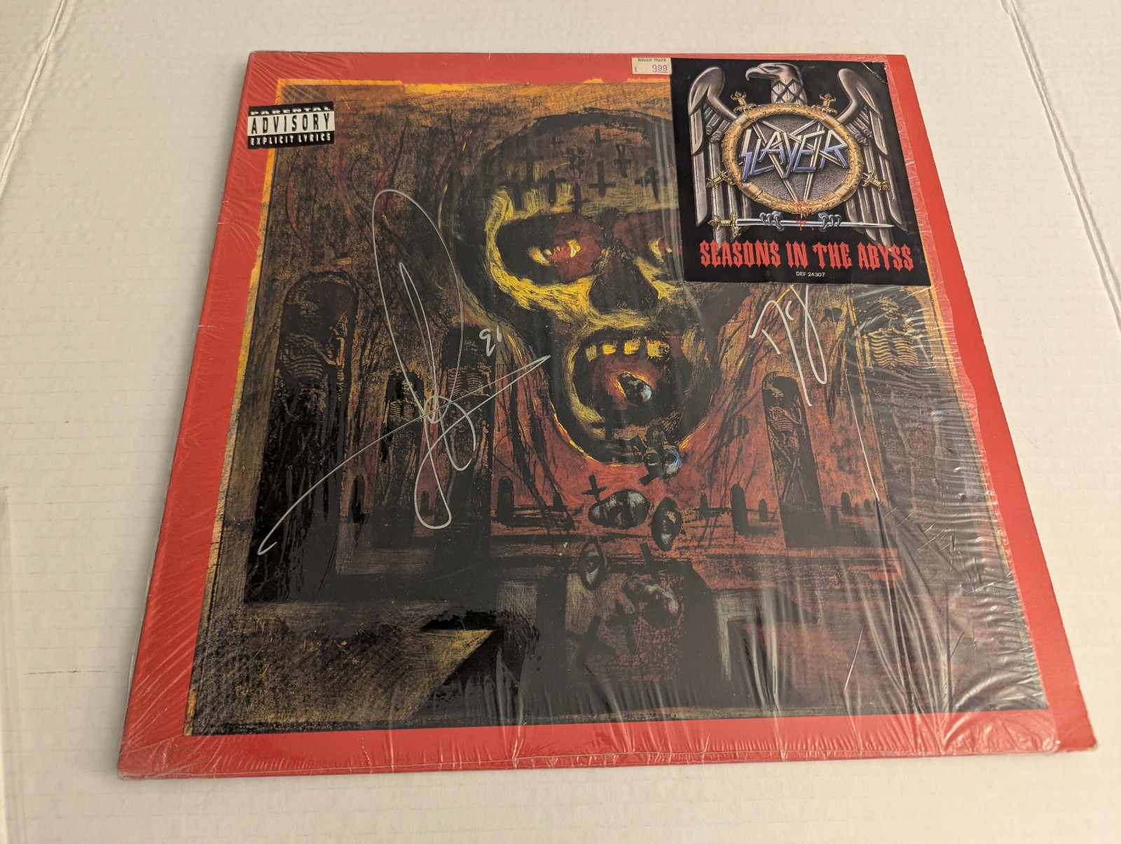 Slayer Seasons In The Abyss Lp Vinyl 1990 1st US Press Signed by Tom & Dave
