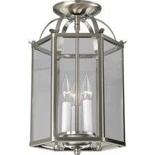 Progress Lighting P3645 Nickel Flat Glass 3-Light 8"W Taper Candle Mini Pendant