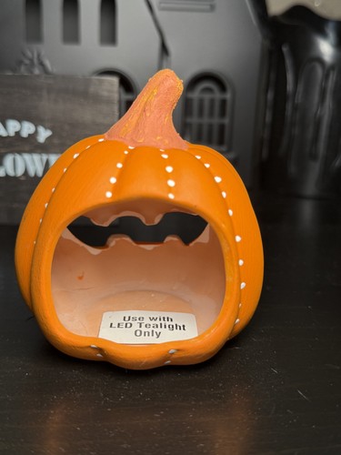 Handbemalte Terrakotta Jack-o’-Laterne - kleiner Teelichthalter - Bild 3 von 6